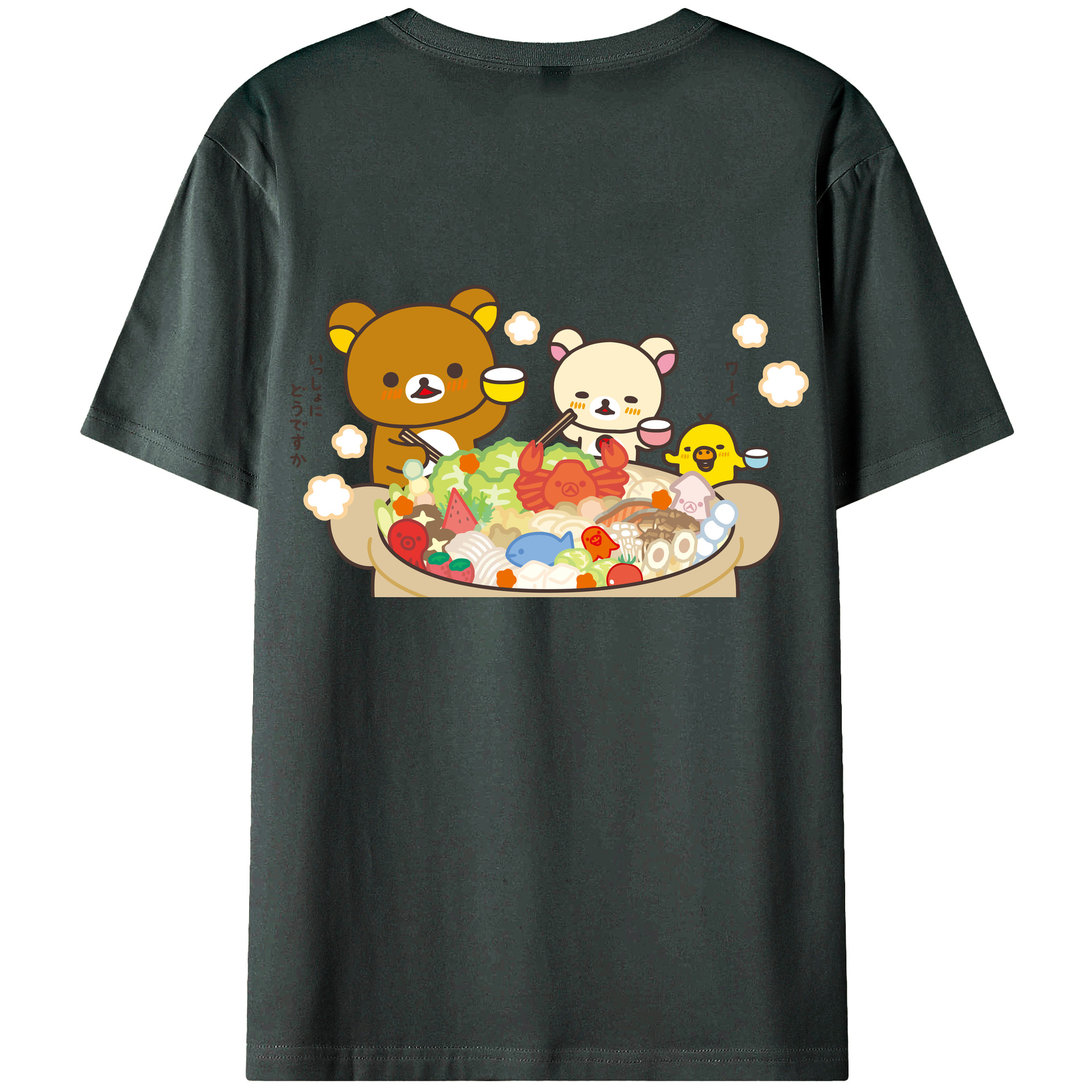 （画像用） リラックマ リラックマ キイロイトリ Rilakkuma Korilakkuma Kiiroitori 綿100％ メンズ半袖Tシャツ（バックプリント） 通気性